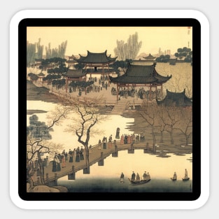 Chinese painting River Sticker